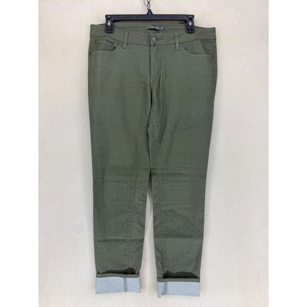 prAna Women's Kara Pants Olive Green 10/30 Straight Leg Cuffed Organic Cotton